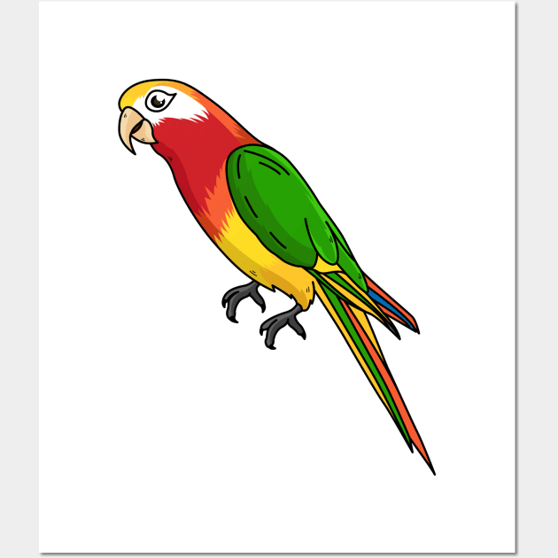 Cute happy parrot cartoon illustration Wall Art by Cartoons of fun